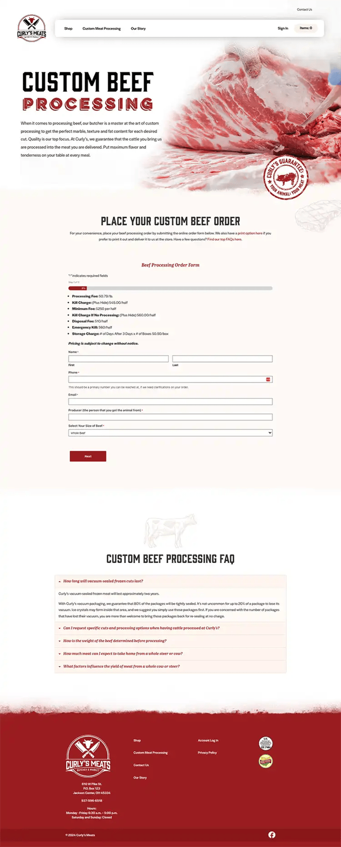 Curly's Meats Website Curly's Meats Website