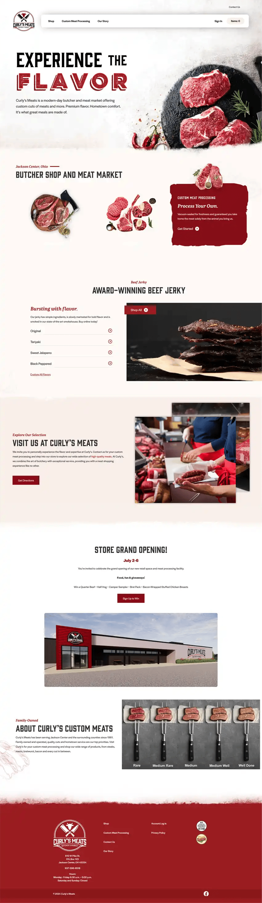 Curly's Meats Website Curly's Meats Website