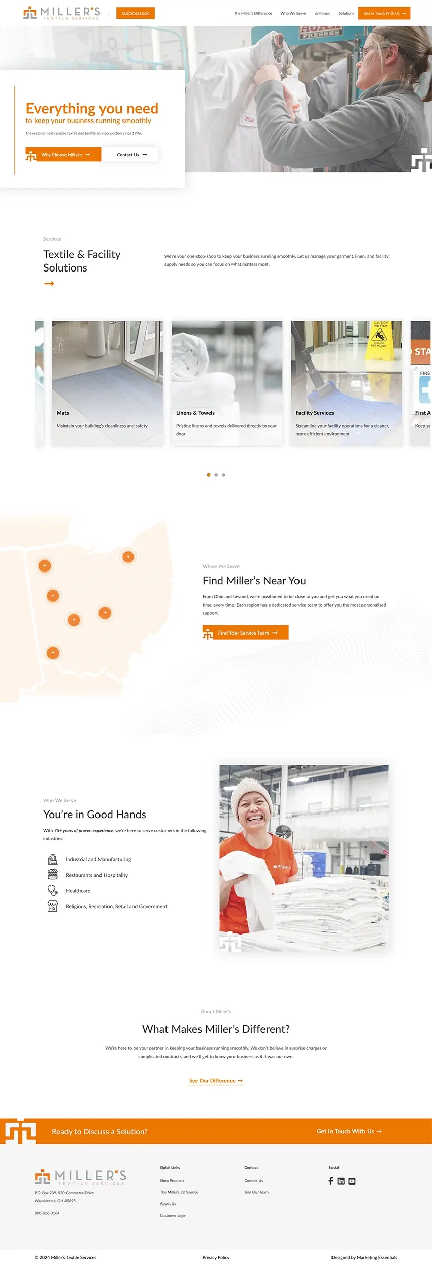 Screenshot of homepage of miller's new website Screenshot of homepage of miller's new website